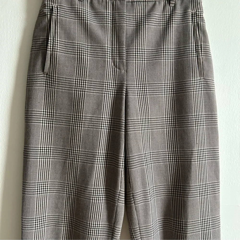 Aritzia Wilfred Sz 6 Tie Front Grey Plaid AcademiA Ankle Tapered Pants - Picture 4 of 13